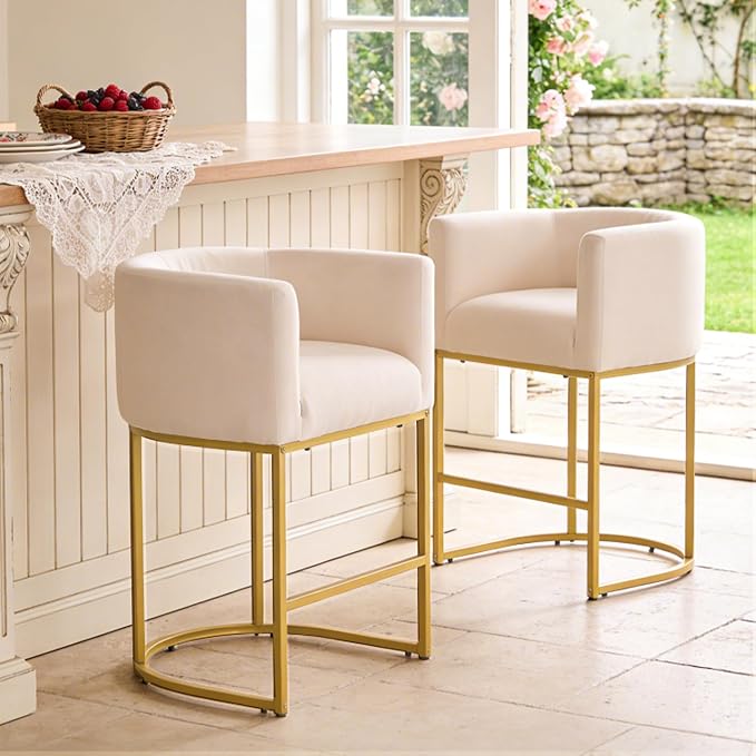 ClinQ 26" H Counter Height Bar Stools Set of 2, Modern Barrel Counter Stools by ExperienceExquisiteLife