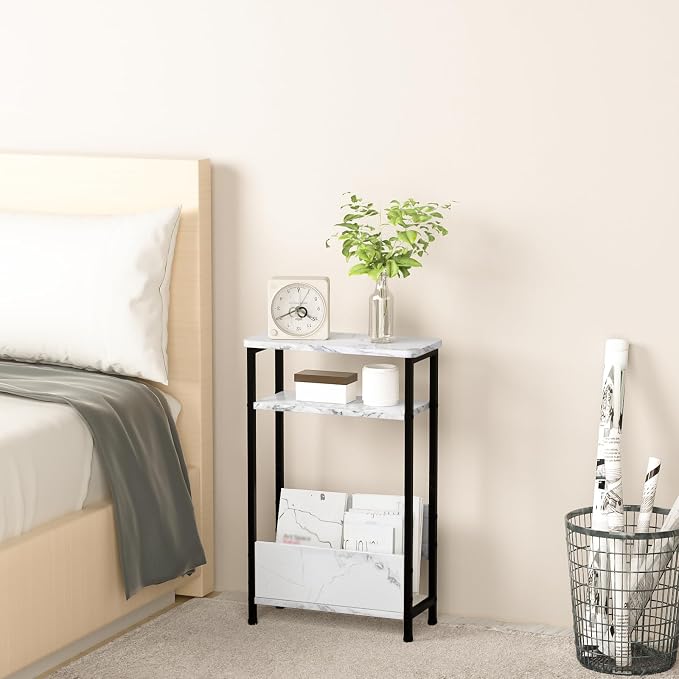 THUMEYE 7.1" Narrow Side Table for Small Spaces, 3 Tier Small End Table - Image 7