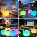 20-in LED Cube Chair, Dimmable RGB Color Changing Light Cubes w/Remote - Image 3
