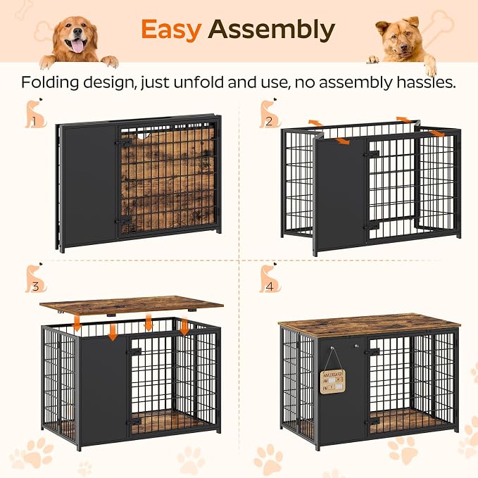YATINEY Foldable Dog Crate Furniture, Dog Crate - Image 2