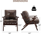Bonzy Home Accent Chairs for Living Room, PU Leather Mid Century Modern Wood - Image 2
