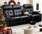 Loveseat Recliner Sofa, 3-Seater Home Theater Seating Massage Reclining Couch - Image 9