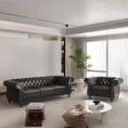 Living Room Chair, Modern Leather Chesterfield Sofa Chair, Mid Century Single - Image 5