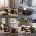 Japanese Altar Table, Vintage Black Minimalist Low Coffee Table, Foldable - Image 3