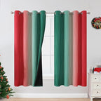 Red and Green Ombre Blackout Curtains 52Wx63L 2 Panels | Ombre Christmas by ESTELARTEXTILER