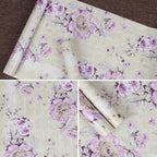 Retro Style Blooming Purple Flower Wallpaper Peel Stick Shelf Liner Funitures - Image 2