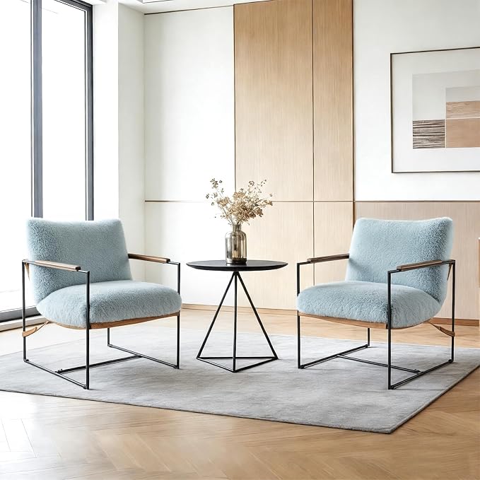 VINGLI 28" Wide Plush Upholstery Sling Modern Accent Chairs Set of 2, Reading by VINGLI