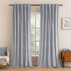 MIULEE Greyish White Velvet Blackout Curtains 52x96 inches 2 Panels | Luxury by MIULEE