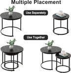 aboxoo Round Nesting Coffee Table Side Set of 2 End Tables - Image 7