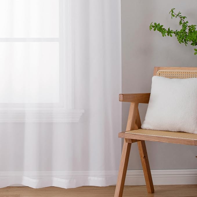 Sheer Curtain Panels Set 96" Inches Long, Solid Voile Light Filtering Airy - Image 8