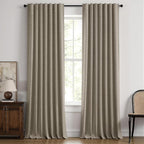 MIULEE 100% Blackout Linen Curtains 42 x 96 Inch Faux Linen 2 Panels | Thermal by MIULEE