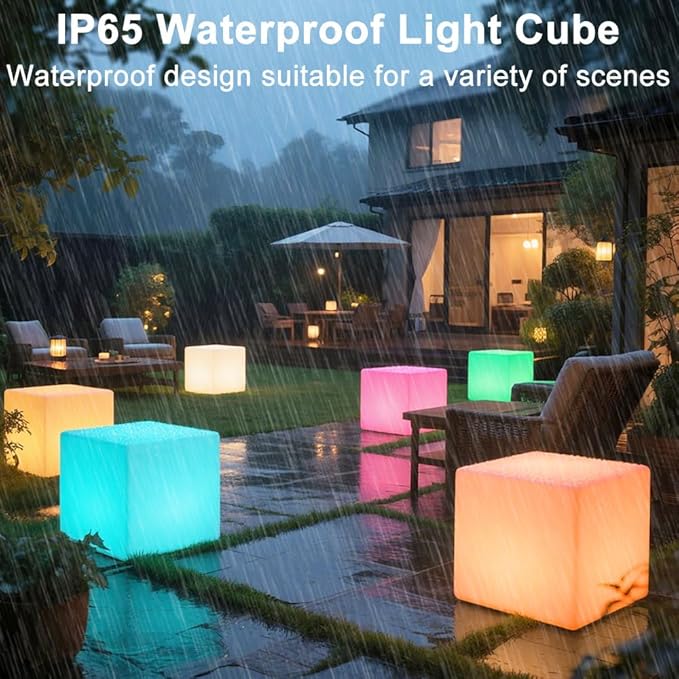 16'' Cordless LED Cube Chair Light, LED Cube Seat - Image 5