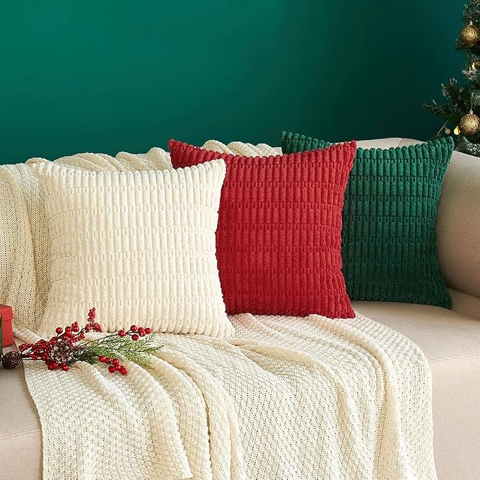 MIULEE Corduroy Decorative Throw Pillow Covers 18x18 Red Pack of 2 | Soft Boho - Image 7