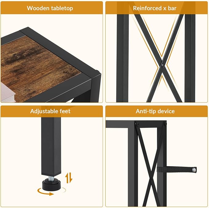 Gewudraw Console Table with Oulets and USB Ports, 55.1" Sofa Table Behind Couch - Image 7