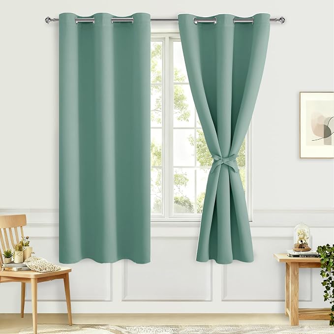 Blackout Curtains for Bedroom, 42 x 63 Inches Length, Sage Green | Thermal by Hiasan