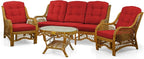 Malibu Lounge Set of 4: 2 Natural Rattan Wicker Chairs, Three-Seater Sofa - Image 2