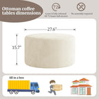 BSHOMGI Round Ottoman, Corduroy Ottomans Foot Stool, 27.5" Pouf Footstool - Image 2