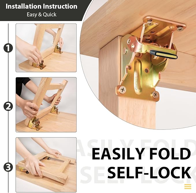 4 Pack Folding Brackets, Self-Lock Hinge - Image 3