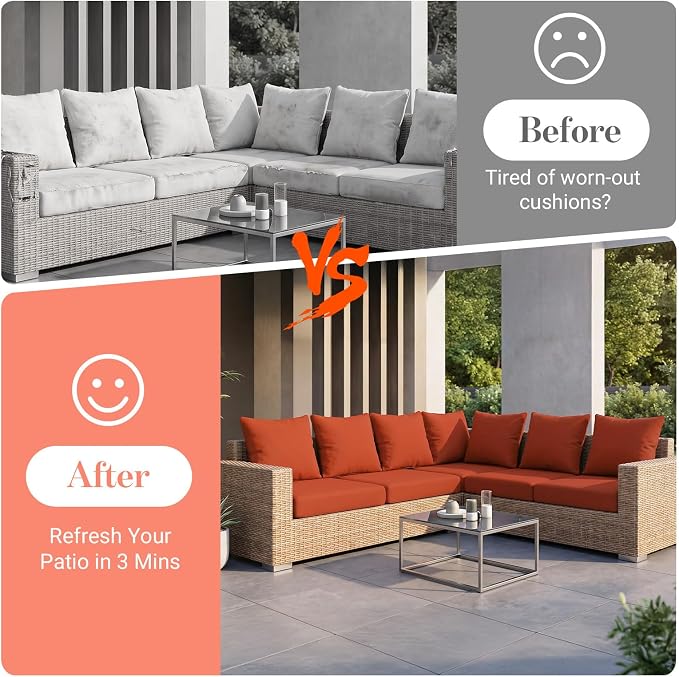 12Pcs Patio Cushion Covers Stretch Outdoor Furniture Protector Slipcovers | - Image 5
