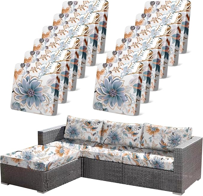 CALBODE 12Pcs High Elastic Digitally Printed Sofa Seat Cushion Cover by CALBODE