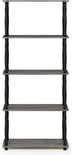 Furinno TURN-S-TUBE Storage Shelves, 5-Tier Book Shelf, Corner Shelf, Toolless - Image 6