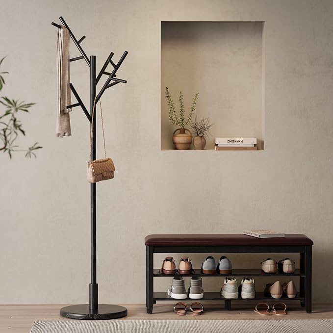 Muwuele Coat Rack, Solid Wood Coat Rack Freestanding - Image 2
