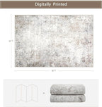 Beige Grey Washable Rugs 6x9 Area Rugs - Image 2