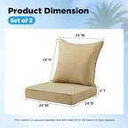 Outdoor Deep Seat & Back Cushion Set, 24 x 24 Inch Water Repellent and Fade - Image 2
