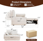 Loveseat Sofa Bed, 3-in-1 Convertible Sleeper Sofa, Chenille Fabric Pull Out - Image 2