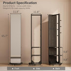 WoodsWhisper Full Length Mirror Coat Rack Solid Wood Floor Mirror 66"x12" Full - Image 2