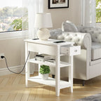 ChooChoo Narrow End Table with Charging Station, Side Table Living Room with - Image 2