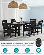 SERWALL Outdoor Dining Table Set, 67‘’ HDPE Patio Dining Set - Image 3