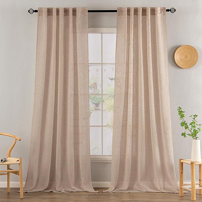 MIULEE Natural Beige Linen Curtains 52x108 Inch by MIULEE