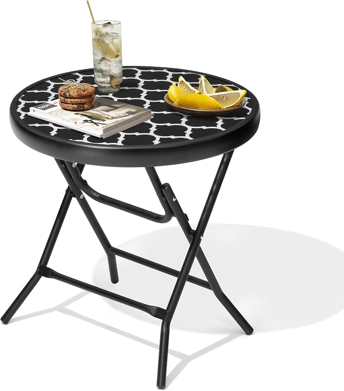 Foldable Patio Side Tables, 17.7" Small End Table Outdoor Weatherproof - Image 6