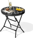Foldable Patio Side Tables, 17.7" Small End Table Outdoor Weatherproof - Image 6