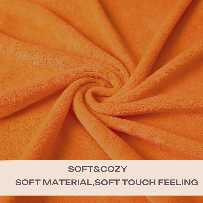 Burnt Orange Fleece Plush Throw Blanket 60"x80"for Couch Fuzzy Cozy Flannel | - Image 3