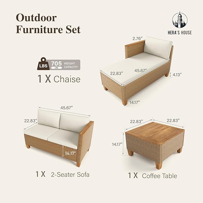HERA'S HOUSE Small Patio Furniture Set - Image 8