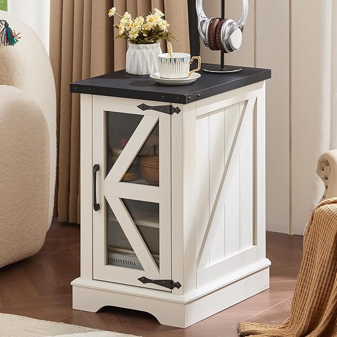 Joaxswe Narrow Night Stand for Small Spaces, Farmhouse Side End Table by Joaxswe