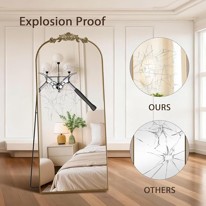 MISSDAY Vintage Baroque Full Length Mirror, Full Metal Frame Stand Up Retro - Image 4