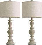 BOBOMOMO 27" Antique Gray Table Lamps Set of 2, Large Farmhouse Resin Lamps - Image 8