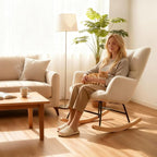 DUMOS Rocking Chair with Wing Backrest, Soft Padded Teddy Upholstered Indoor - Image 4