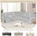 Arfntevss Sectional Recliner Couch Covers Velvet Washable Corner Sectional Sofa - Image 7