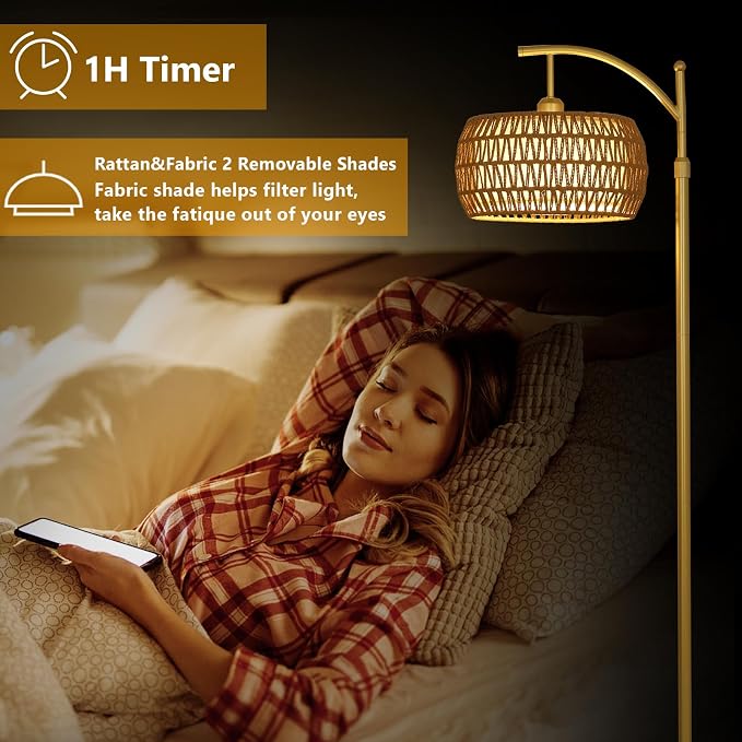 eyassi Arc Floor Lamp with 3 Color Temperatures, LED Gold Floor Lamp with - Image 7