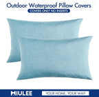 MIULEE Pack of 2 Decorative Outdoor Solid Waterproof Throw Pillow Covers Faux - Image 6