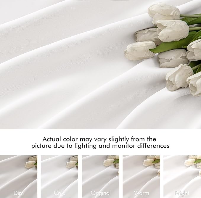 MIULEE Pure White Back Tab Blackout Curtains 52x90 Inch Long 2 Panels Set | Rod - Image 8