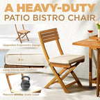 IDZO Natural 3-Piece Bistro Set: Foldable 400lbs Chairs, 220lbs Shelf Table - Image 2