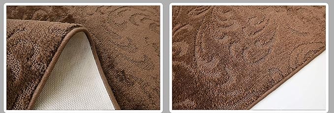 8 FT Long Non-Slip Washable Brown Carpet Runner Rug - Image 5