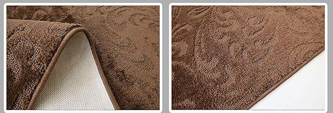 Custom Length Hallway Runner Rug, Slip Resistant, Floral Brown, 26 Inch X 22 - Image 5