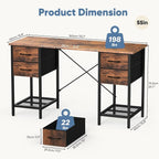 Sweetcrispy Computer Desk with Drawers, 55 Inch Home Office Bedroom Table with - Image 3