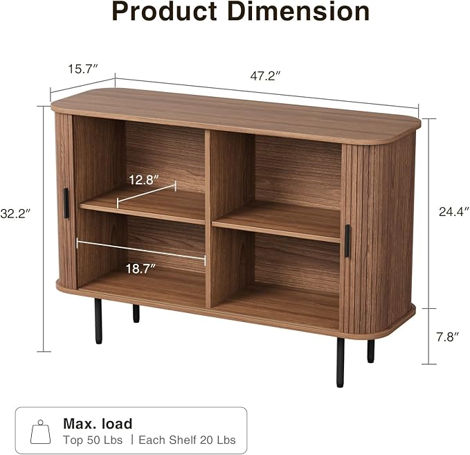 FiveWillowise 47''W x 32''H Buffet Sideboard Cabinet - Image 2